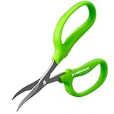 Garden Scissors, 6in Pruning Shears Snips Non-stick Coated Sharp Steel Blades - Gardening Tools Garden Shears for Plants Herb Flowers in Grow Tent and Hydroponics, Curved Blade