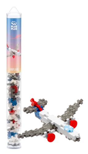 PLUS PLUS - Airplane - 70 Piece, Construction Building Stem/Steam Toy, Interlocking Mini Puzzle Blocks for Kids, Mini Maker Tube