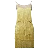 [RIKOUZY] ラテンドレス 高級 競技 社交ダンス たっぷりフリンジ 試合ダンスドレス 肌色×金色 ラテンダンス 練習服 ラテンダンス衣装 レッスン着 サルサ ダンス チャチャ サルサ ルンバ ダンスウェア タンゴ パソドプレ ゴージャス(肌色×ゴールド,M)