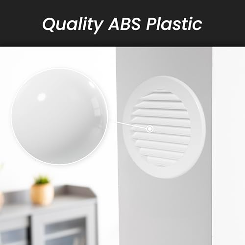 Image of Repa Market 2-Pack 4'' Inch - Plastic White Vent Covers With Flange - Round Soffit Vent - Air Vent Louver - Grille Cover - Protective Screen Mesh - HVAC Ventilation