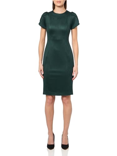 Calvin Klein Women's Short Sleeve Suede Sheath Work Dress