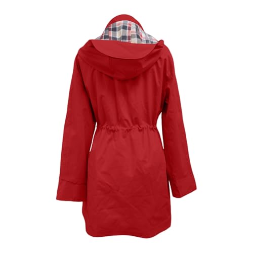 Chaqueta impermeable mujer con capucha y corte informal de estilo parka corta 7