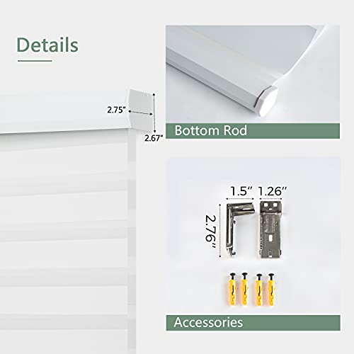 Yoolax Motorized Zebra Blinds Works With Alexa, Smart Dual Layer Shades With Privacy Light Control, Electric Horizontal Window Blind Customized Size For Home Office (Pure White) #TOP4