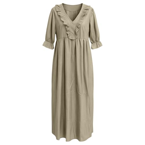 Vestido de lino para mujer estilo camisa larga tipo túnica casual 5