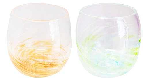 Juego de 2 vasos Ripple vidrio naranja/verde