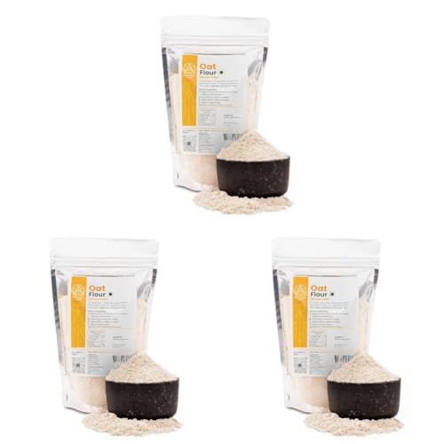 Image of Sattvic Foods Oat Flour /Atta (1.5 kg) | Stone Ground from Whole Grain Oats, Gluten-Free, Low GI Superfood, High in Protein & Fibre | Use in Baking, Rotis, Chilla and Flour Blends (Pack of 3)