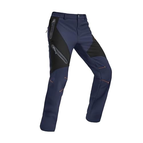 MAGCOMSEN Men's Snow Ski Pants Fleece Lined Water Resistant Winter Pants with 4 Zip Pockets for Snowboard Hiking Outdoor