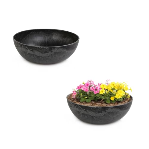 Matches21 - Macetas para exteriores (2 unidades, diseño de mármol, 20 cm, para jardín, decoración de balcón, cementerio)