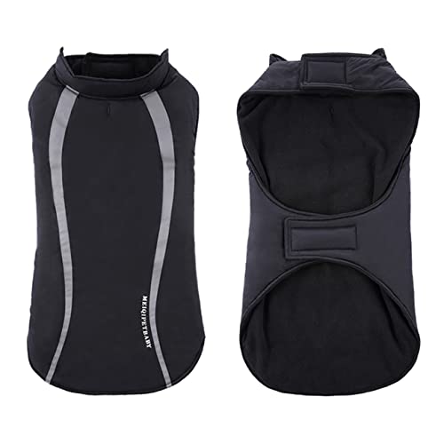 Idepet Impermeable Abrigo para Perros Chaleco cálido Ropa Correa Reflectante Patchwork Acolchado Mediano Chaqueta para Perro Grande Sudadera con Capucha Cover