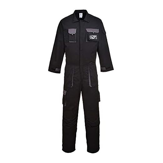 Portwest Buzo Bicolor Portwest Texo Contrast, Tamaño: M, Color: Negro, TX15BKRM