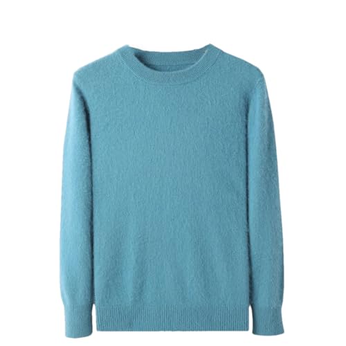 ERFMFKL Men's Loose Solid Color Pullover Long Sleeve Thick Round Neck Knitted Sweater
