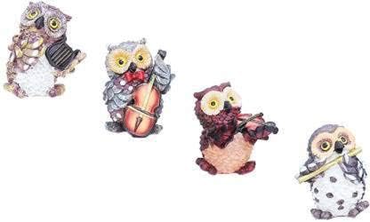 GW Creations Set of 4 Owls Playing Musical Instruments, Garden Decoration Items for Home, Outdoor Decoration, Christmas Decorations (Multicolored)