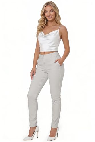 Image of Hybrid & Company Women's Work Chino Pants | Super comfy stretch fabric, flat front design, tailored fit, suitable for office, work, casual wear, and everyday comfort