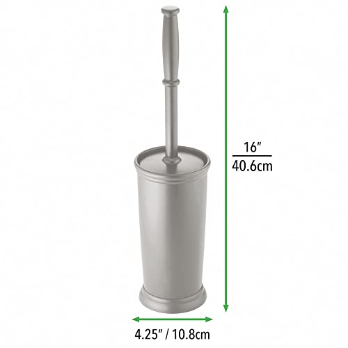 Image of mDesign Toilet Bowl Brush and Holder - Covered Bathroom Toilet Brush - Standing Toilet Bowl Scrubber in Modern Holder - Compact, Space Saving, Deep Cleaning Brush for Toilet - Hyde Collection - Gray