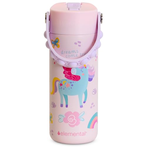 Elemental Core 18oz Insulated Kids Water Bottle Straw Lid & Pop-It Handle