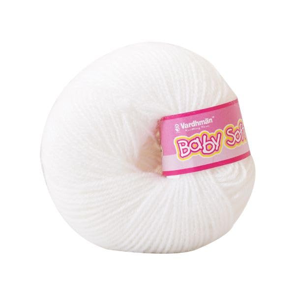 Image of Vardhman BabySoft Knitting Yarn | 100% Acrylic Wool | 4 Ply | Thin Knitting & Crocheting Hook Thread & Lightweight | Special Baby Wool | 150 Grams (6 Balls of 25g) | Machine Washable | Ideal for Blankets, Hats, Booties Ultra-Soft for Baby Sweaters, Blankets, Caps, Socks, Soft toys, Art & craft (Dark Blue 77 + White 18 + Black 21)