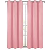 Diraysid Pink Grommet Blackout Curtains for Bedroom Thermal Insulated Room Darkening Curtains Drapes, 42 x 84, 2 Panels