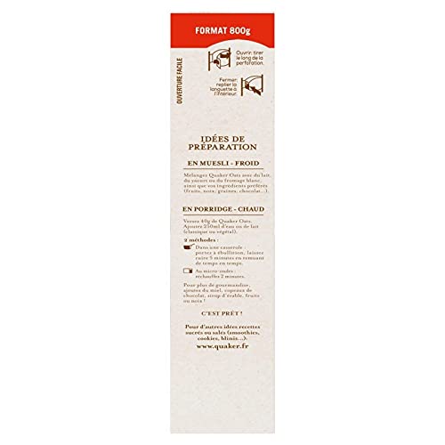 Quaker Oats Flocons d'Avoine Familial 800g - Délicieux Petit Déjeuner - Super aliment sain pour toute la famille - Le Lot De 4