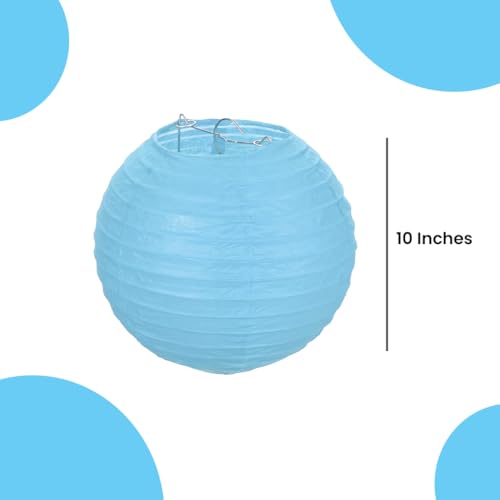 Image of Wanna Party 10 inch Blue Round Paper Lanterns Decorative Hanging Chinese Japanese Paper Lanterns Lamp for Birthday Halloween Wedding Baby Bridal Shower Fall Home Decor Party Decoration