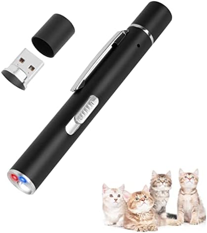 vsshe Cat Dog Red Pointer Light Toy, 3-in-1 Cat Toys Cat Dog Interactive Toy, USB Rechargeable LED Cat Pen Light, Pet Scratching Practice Chase Training Tool Funny FlashlightBlack