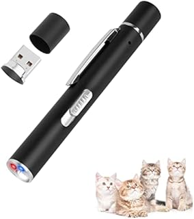 vsshe Cat Dog Red Pointer Light Toy, 3-in-1 Cat Toys Cat Dog Interactive Toy, USB Rechargeable LED Cat Pen Light, Pet Scratching Practice Chase Training Tool Funny FlashlightBlack