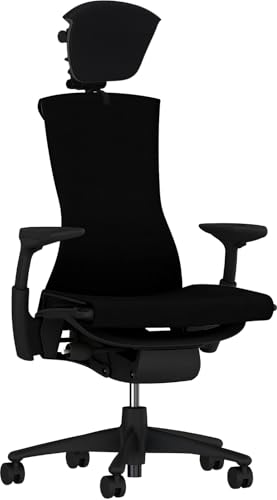 Embody Ergonomic Office Chair Fully Adjustable Arms Bundle with Matching Headrest (Black Rhythm Black Frame)