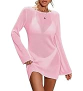 BreathSunny Womens Crochet Sheer Knit Swimsuit Coverup Beach Dress Summer 2026 Sexy Backless Boat...
