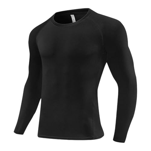 Camiseta de manga larga para niños, camiseta de compresión activa, camiseta de entrenamiento para baloncesto, fútbol, capa base cálida, fitness, rendimiento deportivo, Negro , 7-8 años