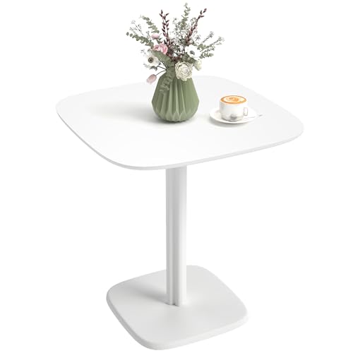 HOMCOM Table à Manger pour 4 Personne Table de Cuisine Style Moderne avec Plateau Aspect Bois, 70 x 70 cm, Blanc