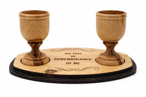 Zuluf Small Olive Wood Communion Cup Set of 2 with
