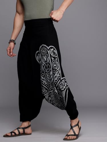 Image of The Veshti Company Printed Harem Pants for Men's Cotton Hippie Style Baggy Boho Yoga Pajama Pant with Pocket