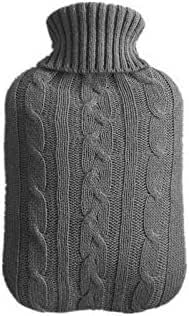 Hot Water Bottle, Winter 2000ml Hot Water Bottle Knitted Cover Solid Color Water-Filled Bag Cloth Cover Hand Warmer Winter Hot Water Bottle Warming Bag (Color : Dark Blue) (Color : Dark Gray)