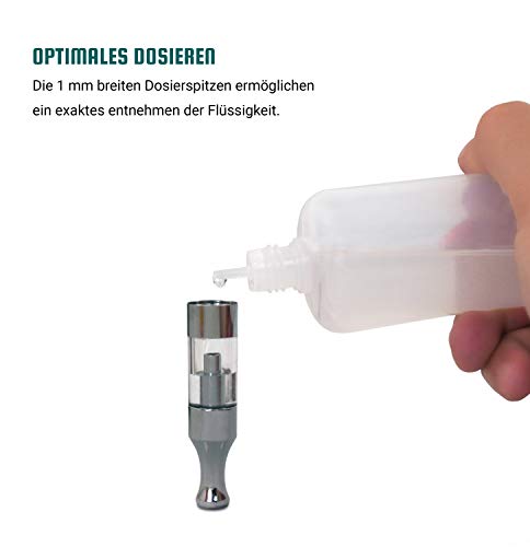 tiroba 15x Tropfflasche 100ml / gratis Trichter / 2x Messbecher / 15x Etiketten - Plastikflasche – Bild 6