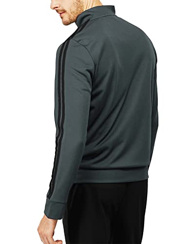 H2H Men's Essentials Warm-Up Tripes Track Top Charcoal Us M/Asia L (Cmoja0103) #TOP4