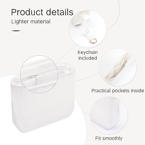 Image of Fits for Evelyne Bag Insert Organizer For Hermes(23,Blanc) | Premium Silk Material,Smooth Touch,Lightweight,zipper,protect from scratches & stains,multiple pockets,keychain,waterproof