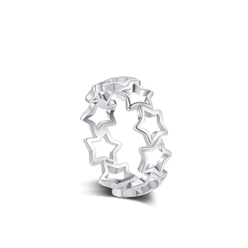 Bague Étoile en argent 925 qui ne noircit pas alliance confortable et creuse pour femme