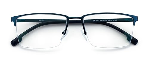 V.W.E. Men Premium Optical Frame Wide Large Head Reading Glasses Half Rim Metal - Reader 145MM DRM03 (Dark Blue, 2.50, x)