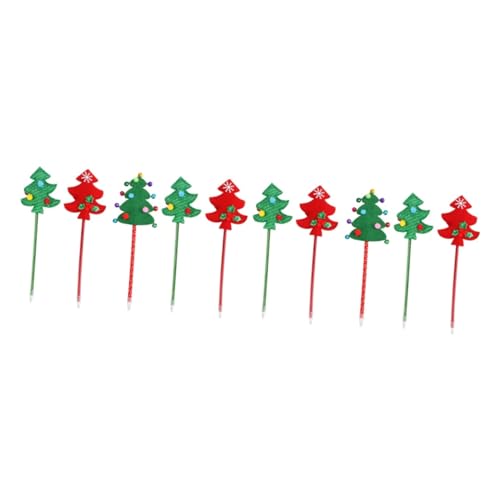 Bolígrafos navideños con diseño de árbol de Navidad y acabado brillante de plástico
