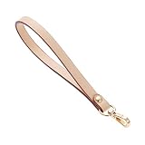 Yetaha Wristlet Strap, Genuine Leather Short Purse Strap, Light Beige Keychain Handle Rope for Wallets, Clutches & DIY Handbag Accessories 15 * 0.8cm