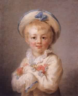 Peinture à l'huile haut de gamme de Fragonard avec la reproduction d'art A Boy As Pierrot 8x10