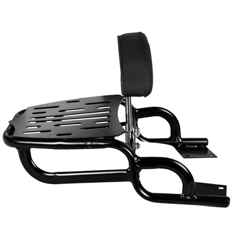 Image of Mv Metal Harley Style Adjustable Cushion Backrest with Carrier, Pillion Support Compatible for Bike Enfield Hunter 350 - Black