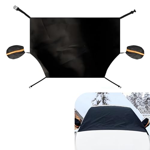 Image of 1 PC Car Windshield Snow Cover, Wiper Front Window Protector Windshield, 94.5 inch x 57.3 inch Car Front Window Protector Accessories, Universal for Most Cars (Black)