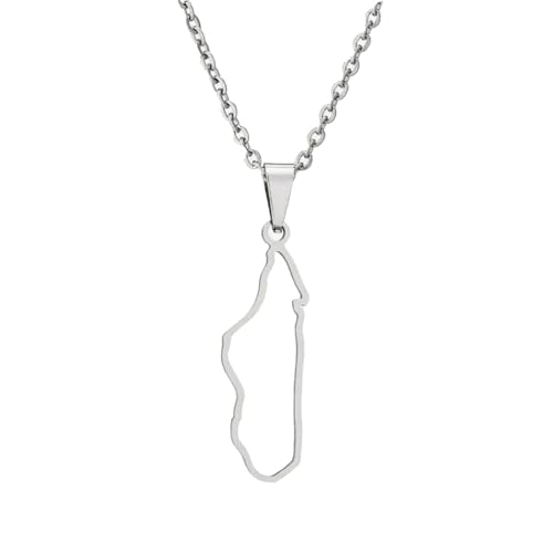 For Madagascar Stainless Steel Map Pendant Necklaces Map Jewelry Gold Color Items for Bridal Women Man Party Gifts Earrings Sets