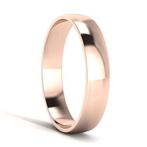 LANDA JEWEL Unisex Solid 10k Rose Gold 4mm Comfortable Traditional Highly Polished Wedding Ring Plain Band (113
