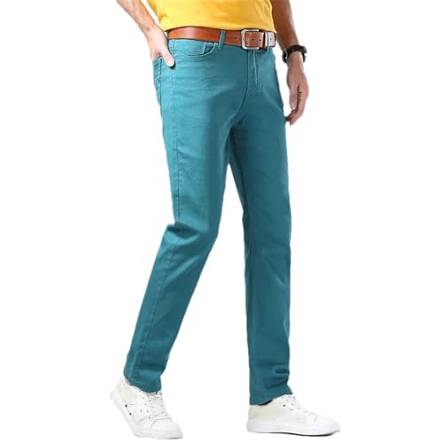 Autumn Men's Red Jeans Classic Style Straight Elasticity Cotton Denim Pants Male White Trousers