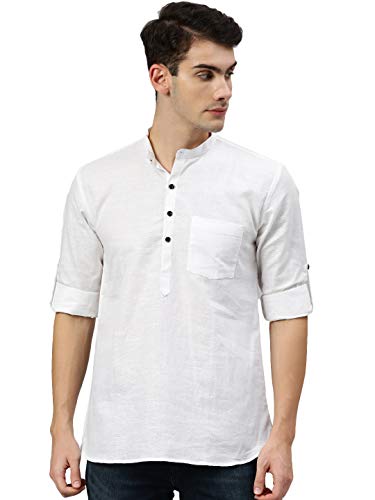 Image of Rajubhai Hargovindas Men's Linen Straight Short Kurta