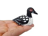 Selsela Hand-Carved Common Loon Figurine - Common Loon Wooden Figurine Small Animal Garden Statue Carving Decoration, Miniature Wildlife Sculpture. Carving for Garden, Gifting & Rustic Home Decor