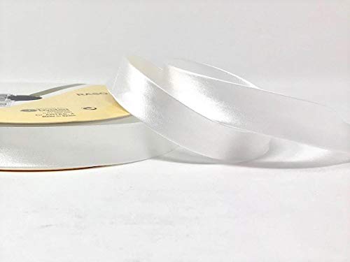Fany Byetsa - Cinta al bies de satén para Novia, 18 mm, 3 m de Longitud, Color Blanco Este es un Corte de un Rollo, presentado en una Tarjeta de Bertie's Bows.