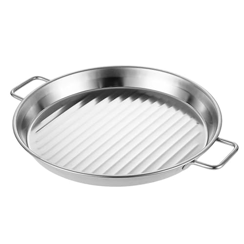 ZGFHLI Paellera De Acero Inoxidable, Olla Antiadherente De Mariscos Españoles Wok Cheese Cooker Utensilios De Cocina para Cocina para Casa O Restaurante,Plata,S