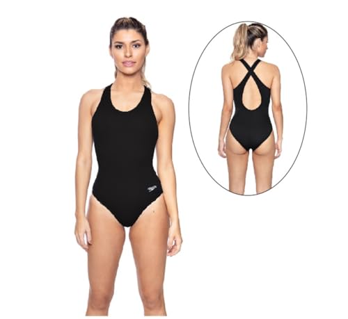 Kit Natação Speedo Maiô Cross + Óculos Freestyle + Touca Flat Silicone (Preto, Pequeno)